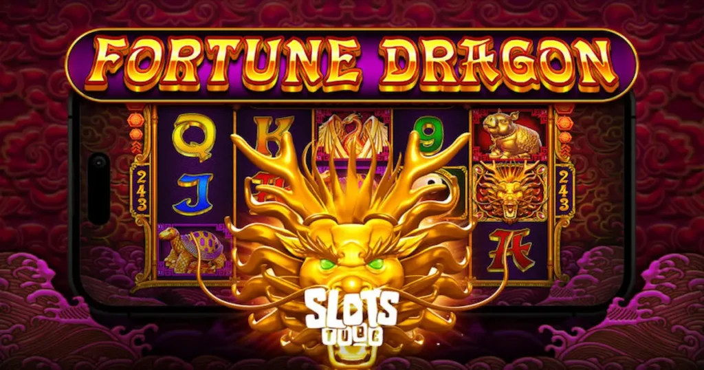 Tela do jogo Fortune Dragon na Bet365 com dragões dourados e fundo vermelho tradicional com símbolos asiáticos.
