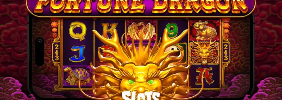 Tela do jogo Fortune Dragon na Bet365 com dragões dourados e fundo vermelho tradicional com símbolos asiáticos.