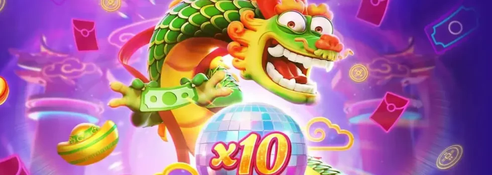 Tela de Fortune Dragon Demo mostrando os dragões e os gráficos de caça-níqueis em um cassino online